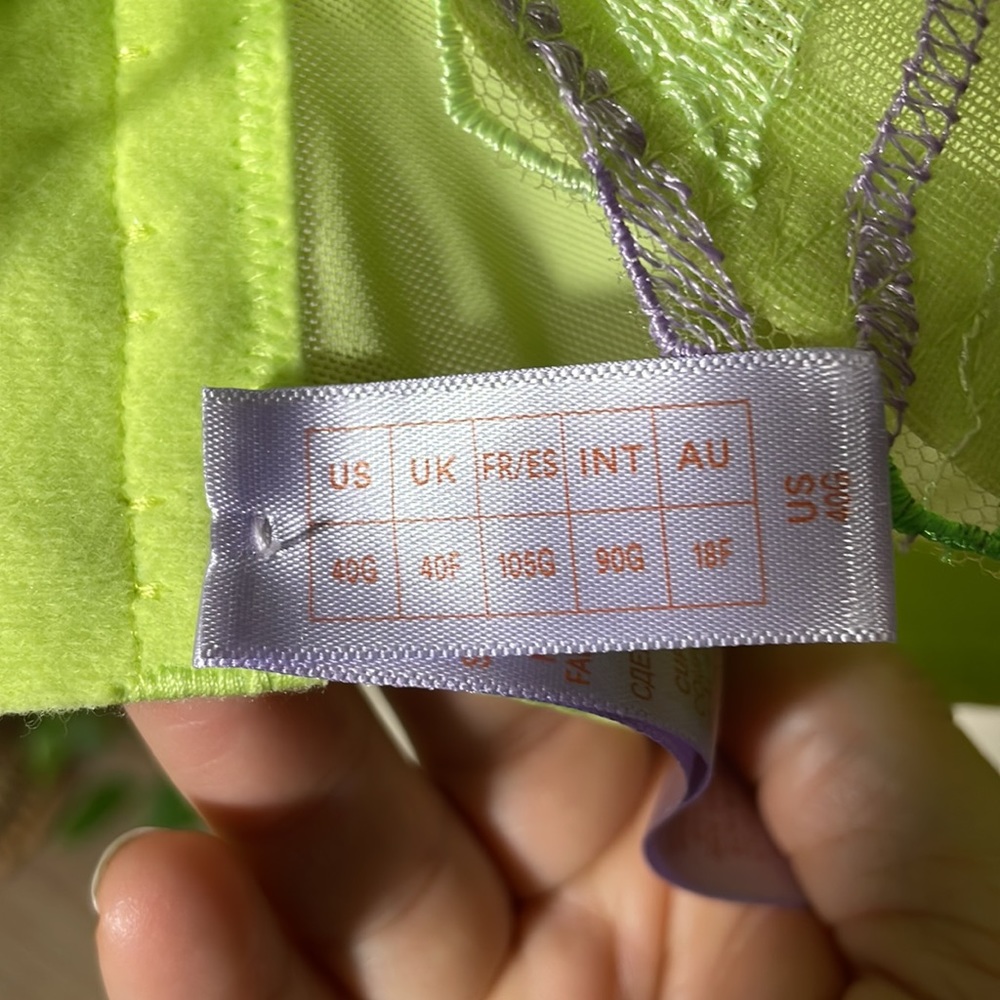 Savage X Fenty Shining Star lime green Embroidered Unlined Demi Bra nwt - Picture 7 of 7